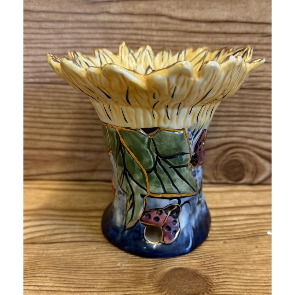 Blue Sky Clayworks Sunflower Ladybug Tart Tea Light Warmer Heather Goldminc